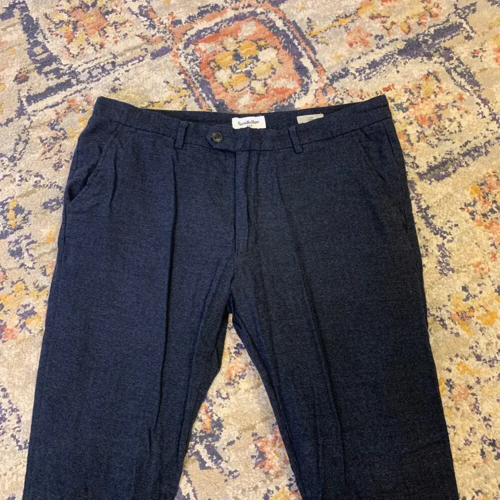 Goodfellow Mens Navy Trousers Slim Fit Dress Pants Size 36 x 34